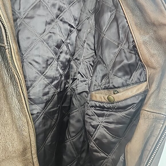 Vintage Eddie Bauer Leather Bomber Jacket Men’s LG Brown Aviator 90s - Picture 10 of 12